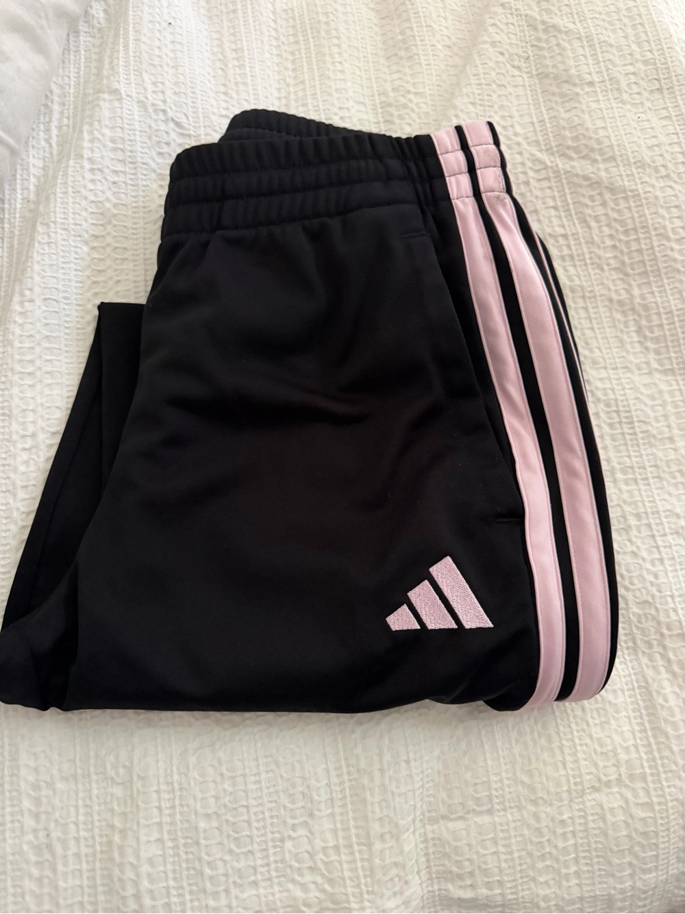 adidas women’s  Black Sweatpants with Pink Side Stripes